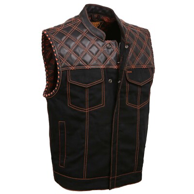 Milwaukee Leather 3037 Men's Wrecker Denim/Leather Club Style Motorcycle Vest