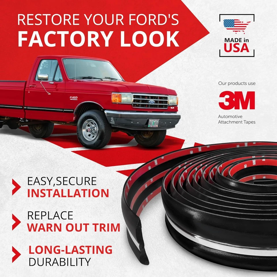 All-Fit 3" 1987-1991 Ford F150, F250, F350 & Bronco OEM Replacement Molding Trim - Image 2 of 4