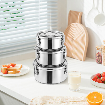 3 Sets Stainless Steel Food Storage Containers, Kitchen Food Containers Airtight