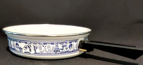 Vintage Blue Willow Enamelware Cookware Pan