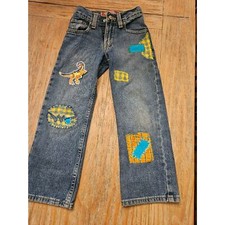 Calling all dinosaur loving children  Size 6 upcyled patch jeans