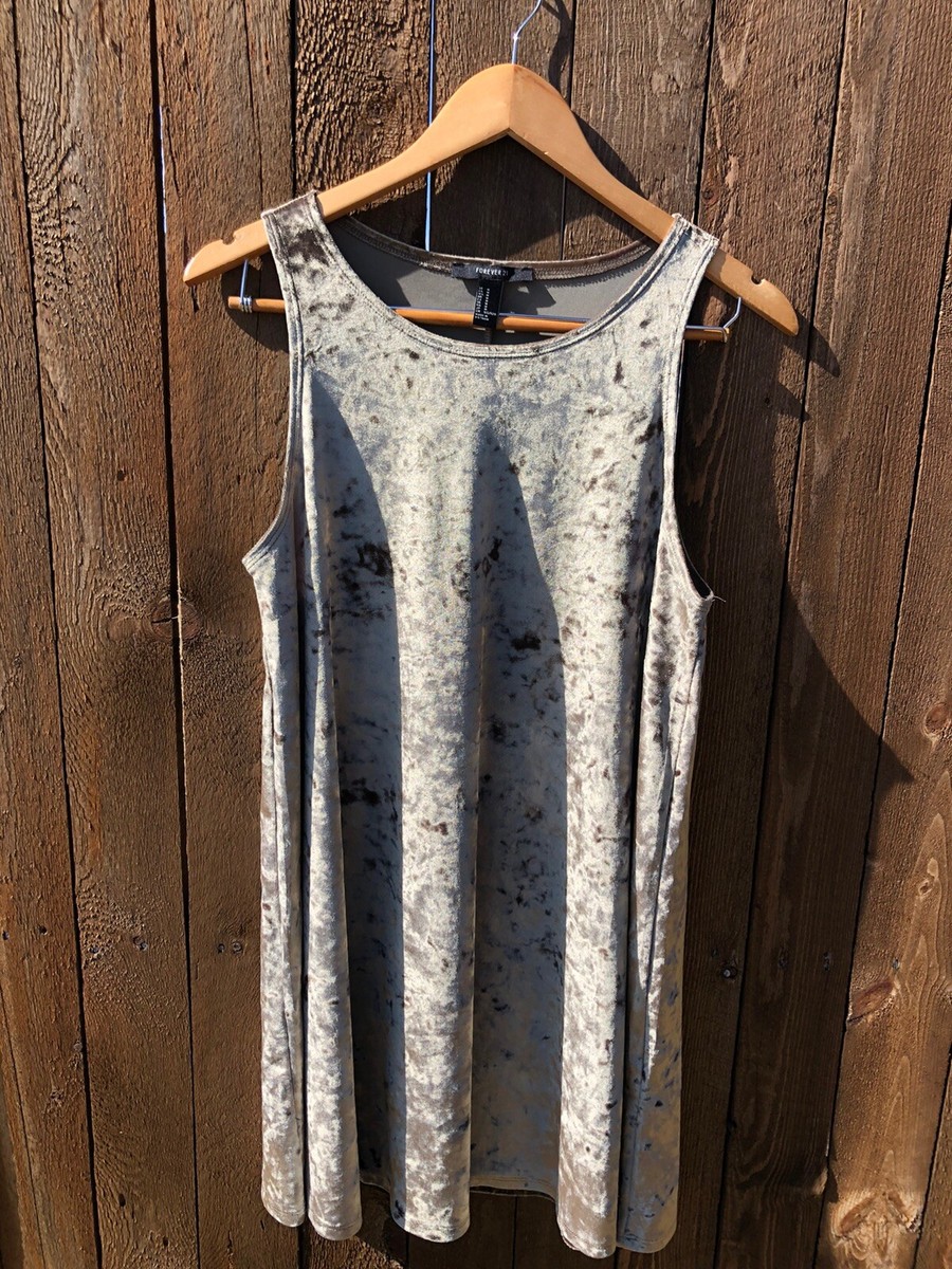 forever 21 velvet green dress olive crushed sleevless tank top size M Velvet maxi dress
