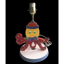 Octopus Nursery Lamp KIDSLINE Wooden Toddler Red Blue Yellow Sea Creature 13"