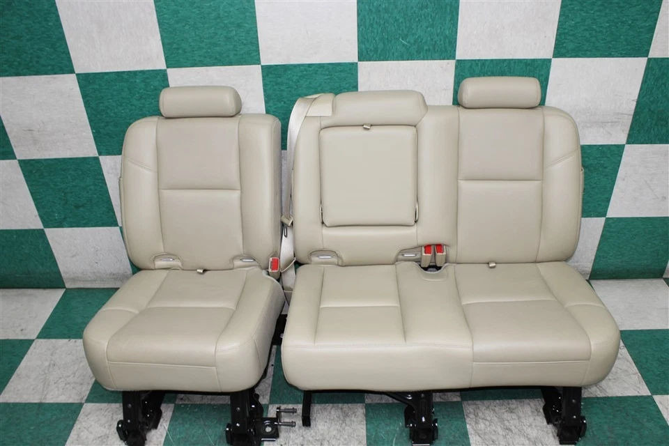 *WEAR* 11' AVALANCHE Beige Leather Heat Cool Power Buckets Backseat Seats Set - Image 2 of 4