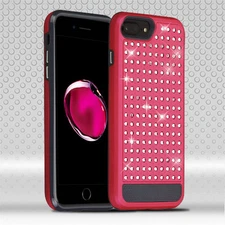 Asmyna Slim Bling Hybrid Case For iPhone 8 Plus, 7 Plus & 6 Plus (5.5")- Red &