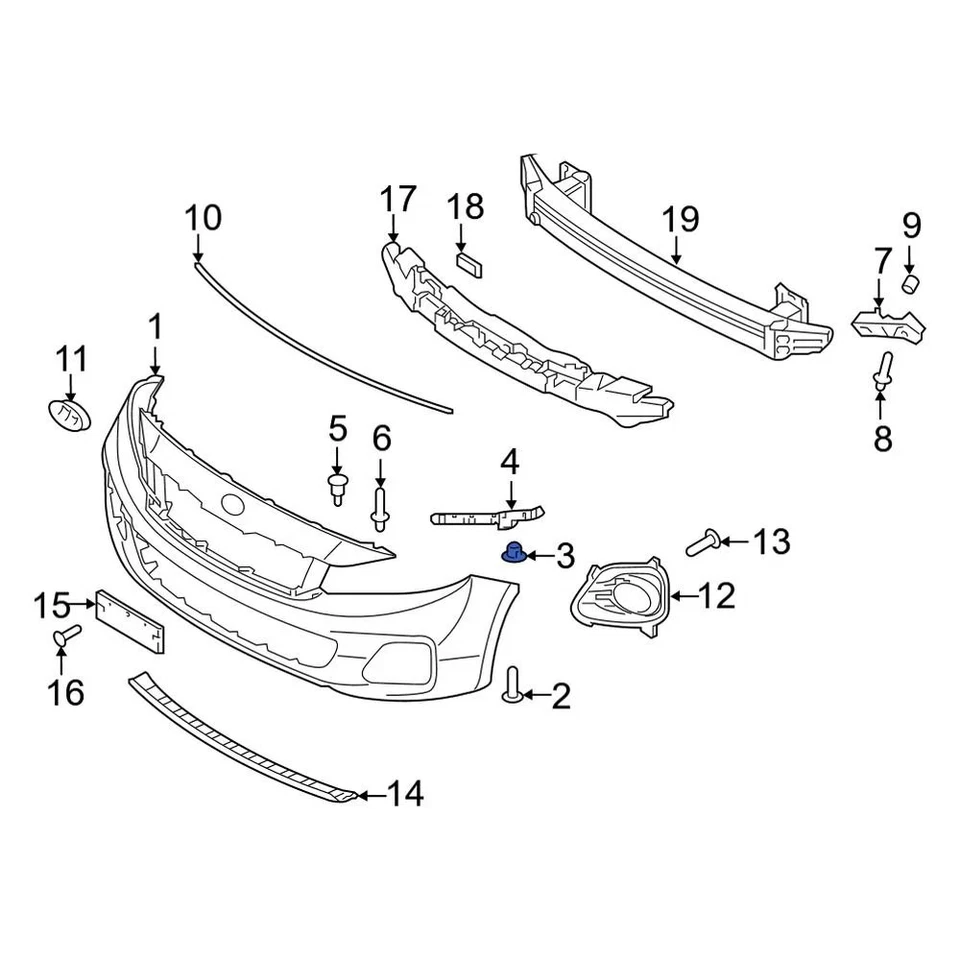 For Kia Optima 2001-2006 Kia 8615737000 Fuel Filler Housing Clip - Изображение 3 из 4