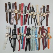 Lote 35 Relojes de Moda Mixtos Cuero Goma Metal Banda para Piezas Reparación Artesanía