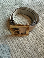 Vintage PALOMA PICASSO Beige Leather Belt X Gold 1.5  , Size Small- Made in Italy