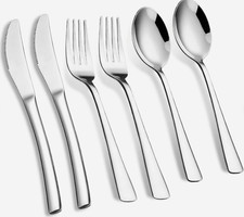 Dishwasher Safe, 6-Piece Silverware Set Stainless Steel Flatware Set Servic
