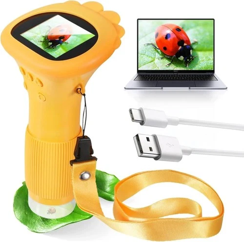 Ashfly Kids Digital Microscope with HD Screen and LED Lighting