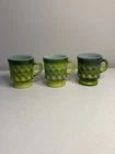 Vintage Fire King Anchor Hocking Kimberly Diamond Green Ombre Mug set of 3