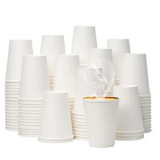 12 oz 300 Pack Disposable Paper Coffee Cups, Bulk White to Go Cups for Coffee...