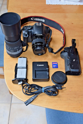 Canon EOS 450D+Canon EF 35-80mm+Sigma 55-200 1:4-5.6 DC Zubehörpaket.