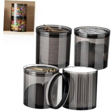 Stackable Plastic Container - Round Vanity Storage Organizers with 4Pack Black