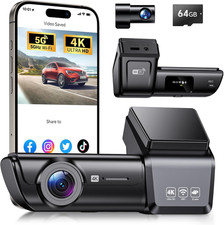 4K 1080P Dual Dash Cam Front Rear w/ 64GB Card 5G WiFi App Night Vision