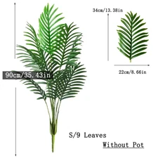 90-120Cm Large Artificial Palm Tree Tropical Fake Plants Green Plastic Palm Leaf