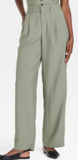 NEW A New Day Women's High-Rise Pleated Front Trousers Olive Size 12