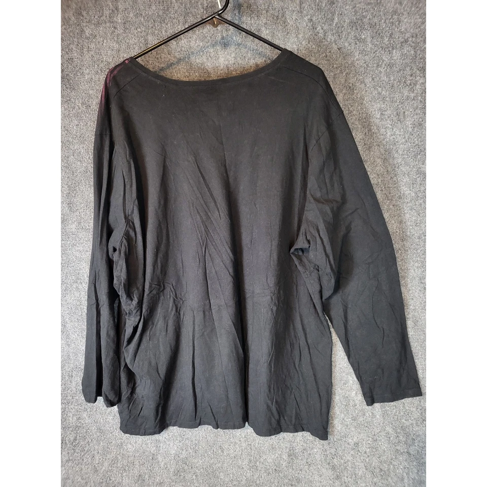 Just My Size Women 5X/5XG 30W/32W Black Long Sleeve Graphic V-Neck TShirt Casual - Image 2 of 4