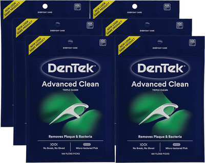 Advanced Clean Floss Picks with No Break & No Shred Dental Floss, Plaque Remover