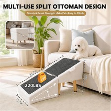 16in Foldable Wooden Dog Ramp Stairs Ottoman for Couch