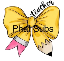 Sublimation Print Teacher Bow Ready To Press Heat Transfer