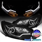 Fits 2012-2014 Ford 12-14 Focus Projector Headlights Black Led Signal Lamps Bar (For: Ford Focus)