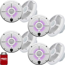 Wet Sounds Four Pairs RECON 6 XW-W RGB LED Recon 6.5" Speakers White XW Grilles