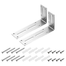 2Pcs 90x180x45mm Adjustable L-Shape Corner Brace Slotted Bracket, Silver