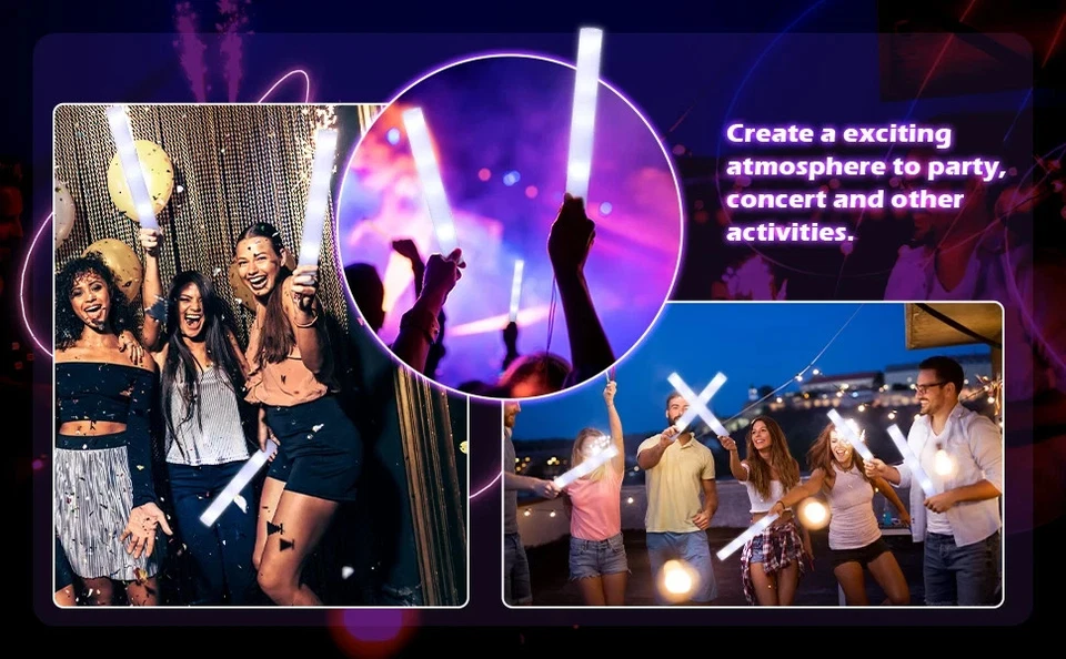 Pulseras con barra brillante 50/100 suministros de fiesta de neón a granel niños adultos decoración de festivales Foto 4 de 4