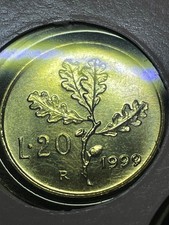 Italian Republic Coin 20 Lire Oak Branch 1999 BU