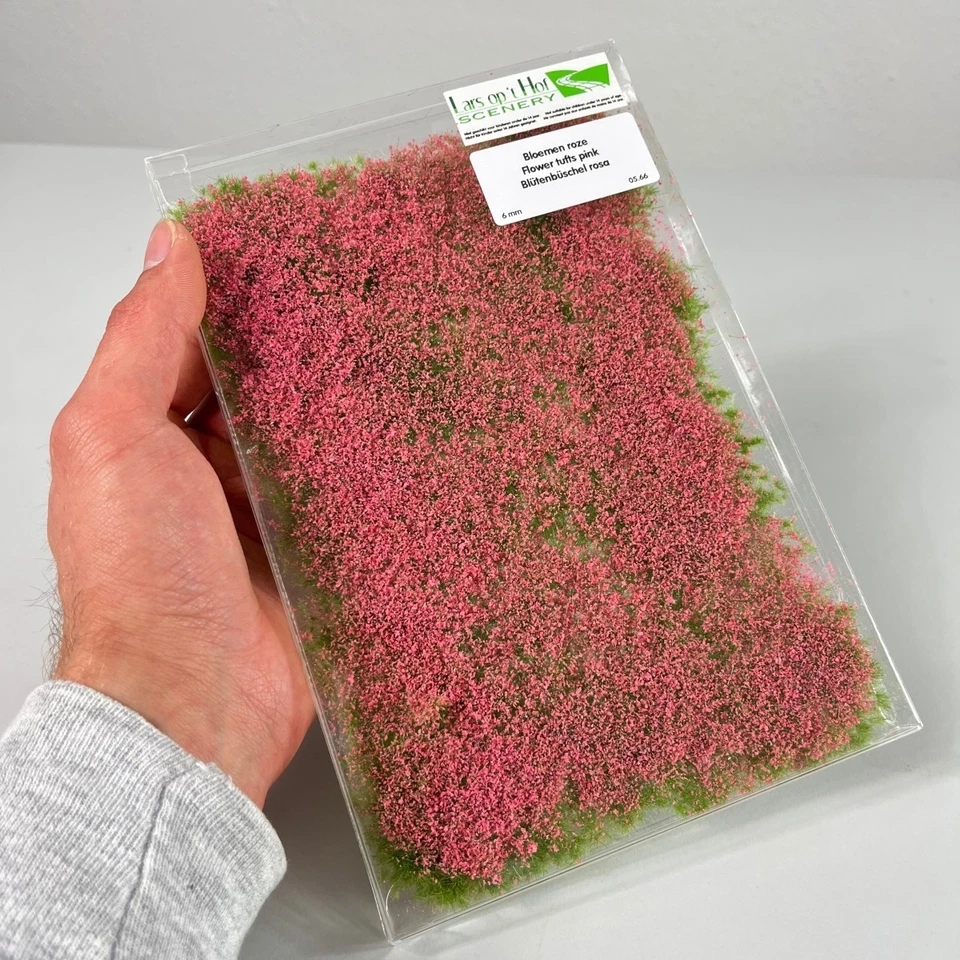 Grasbüschel Rosa Blüten - 15x21cm - Begrünung Eisenbahn, Modellbau & Diorama - Bild 3 von 4