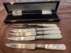 Vintage Kirk & Matz Genuine Mother Of Pearl Knive/fork Set W/box 5 Pc ✨️ — photo 1