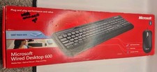 Microsoft Wired Desktop 600 Keyboard  Mouse Set Black APB-00001 Open Box