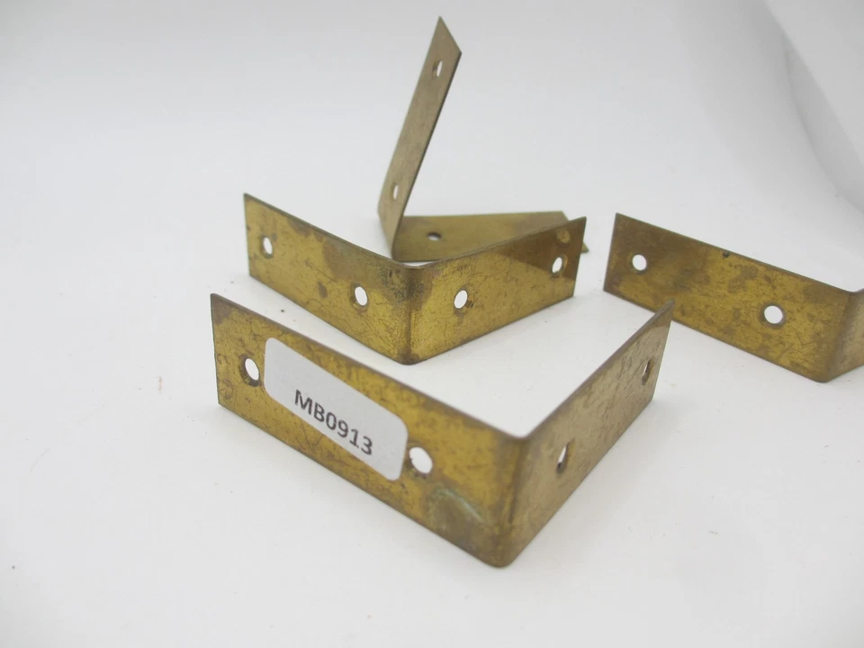 Vintage Brass Box Corners Mounts Hardware Bumpers Guards Trunk Edges Old Straps - Image 4 of 4