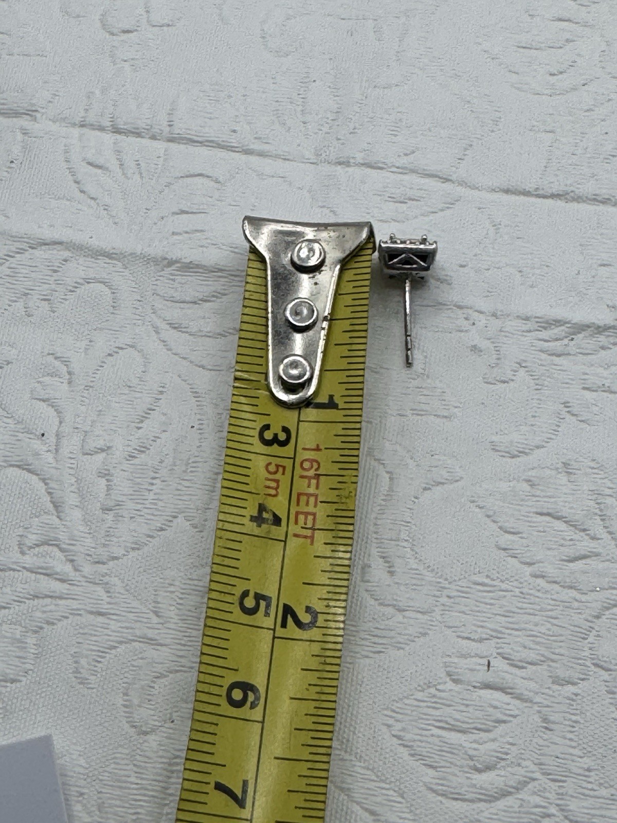 Sterling Silver Diamond Square Stud Earrings Sign… - image 8