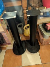 Pair speaker stands 65cm tall black metal with floor spikes