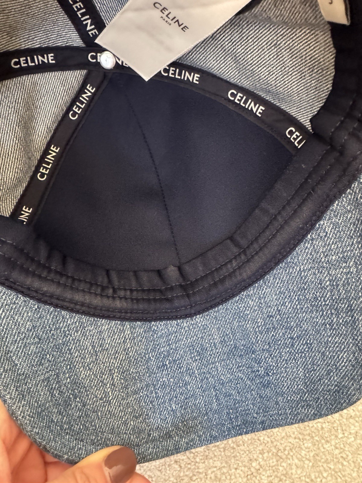 Celine Triomphe Baseball Denim Cap Size Small New 100percent Authentic With Receipt image 9