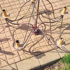 Brown Metal 4-Light Chandelier Ceiling Fitting, 4 Candle Holders, Hardwired
