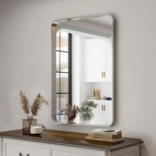 Silver Bathroom Mirror for Wall, 30x22''Rectangular Aluminum Alloy Framed Mirror