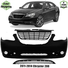 Front Bumper Fascia Paintable & Grille Assembly Kit For 2011-2014 Chrysler 200