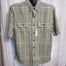 CARHARTT MENS S/S LOOSE FIT MIDWEIGHT S/S GREEN PLAID SHIRT SIZE Small NEW