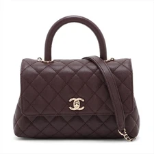 Chanel Coco handle 24 XS Caviar Skin 2 Way Handbag Brown Gold Metal Fittings ran