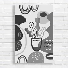 Abstract Organic Shapes Black White Canvas Print Large Picture Wall Art