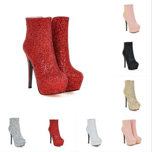 sequin heel boots