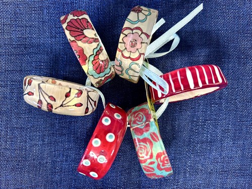 ORNA LALO Lalo Treasures Napkin Rings, Set Of 6, Red Turquoise Cream - 第 1/5 張圖片