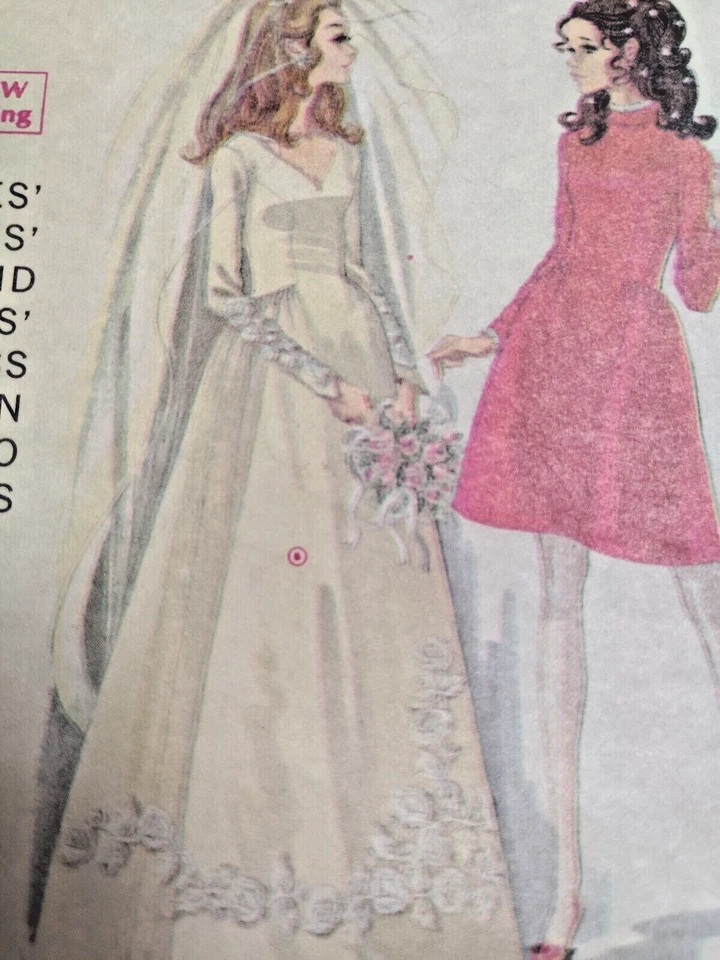 Dress Wedding Bridal Bridesmaid Gown 10 McCall's 9758 Sewing Pattern VTG 60's UC - Image 4 of 4