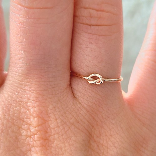 14k Solid Gold Tight Knot Ring, Solid Gold Minimalist Love Knot Rings - Picture 6 of 8