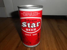 Vintage Dubuque Star 12 Oz ADVERTISING Beer Can Pull Tab Empty Iowa Red White 