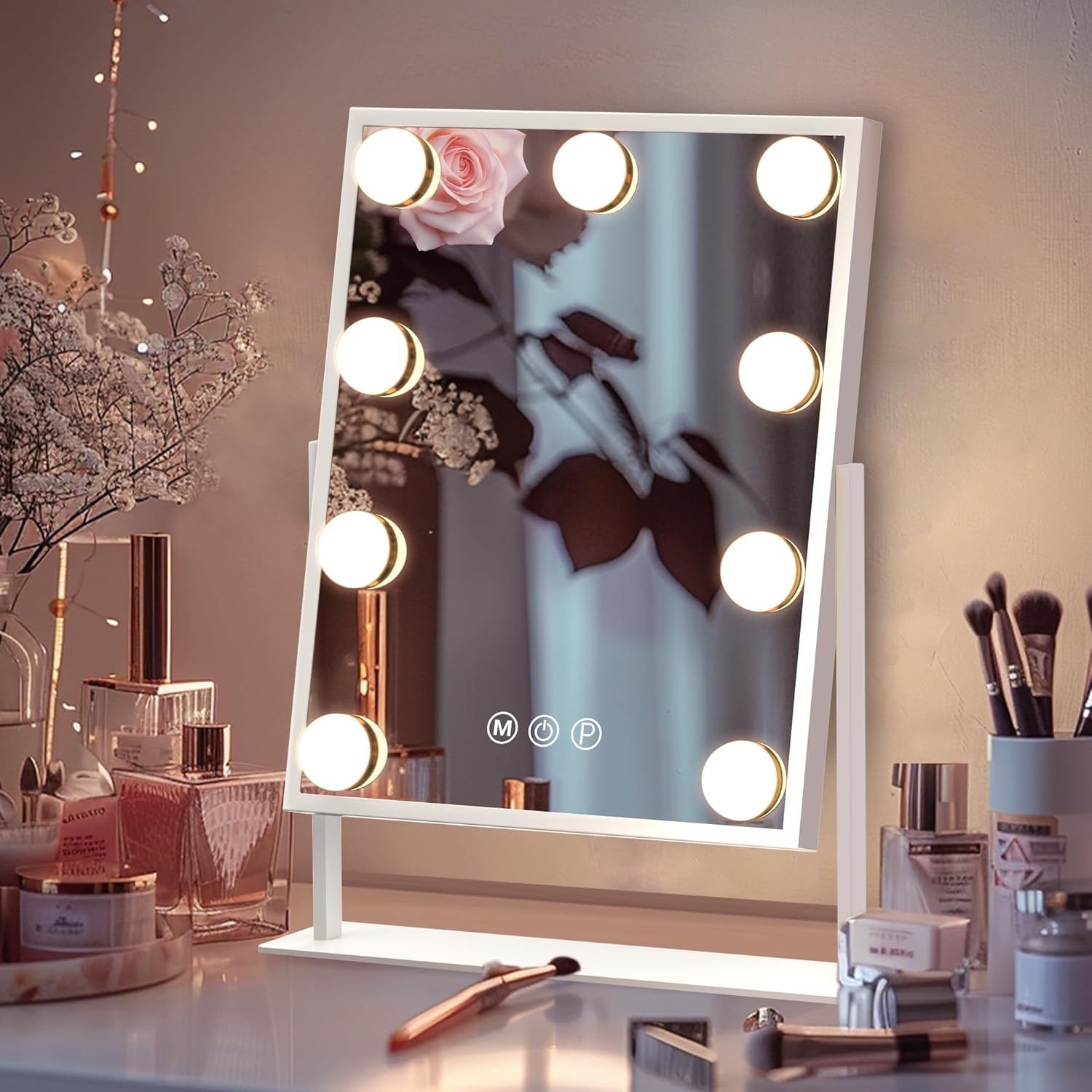 LED Vanity Mirror with 10X Magnification and Hollywood Lighting  