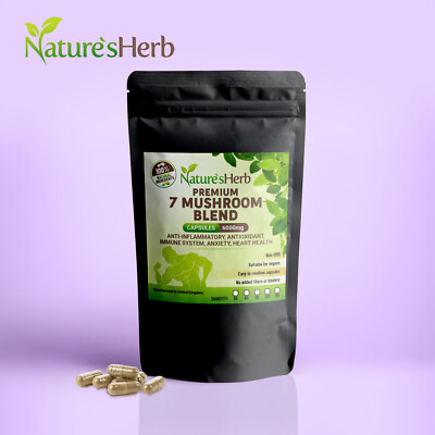 7 Pilzmischung Kapseln - Reishi, Chaga, Shiitake, Maitake, Löwenmähne